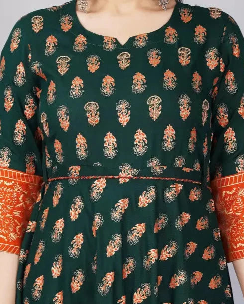 Printed Cotton Rayon Stitched Gown (Color Variants)-KYAMSTORE