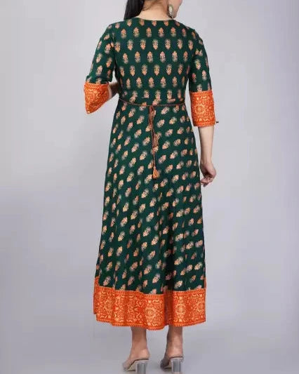 Printed Cotton Rayon Stitched Gown (Color Variants)-KYAMSTORE