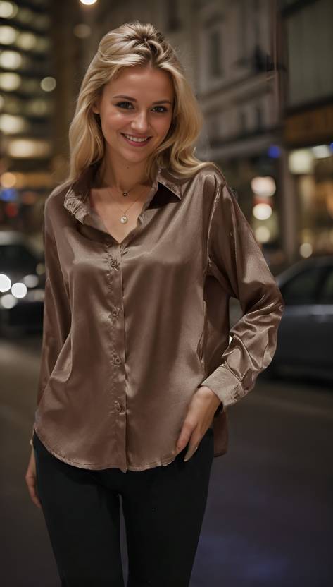 Women Regular Fit Solid Spread Collar Casual Shirt-KYAMSTORE
