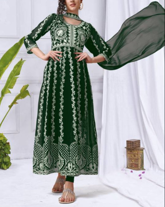Women Georgette Kurta Dupatta Set-KYAMSTORE