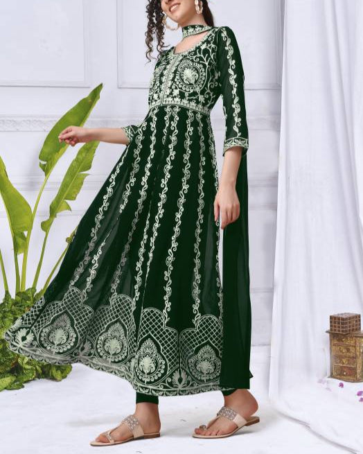 Women Georgette Kurta Dupatta Set-KYAMSTORE