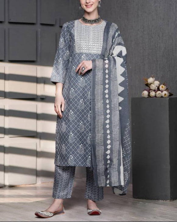 Women Pure Cotton Kurta Pant Set-KYAMSTORE