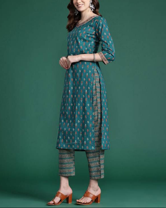 Women Pure Cotton Kurta Pant Dupatta Set-KYAMSTORE