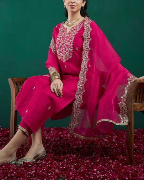 Women Viscose Rayon Kurta Pant Dupatta Set-KYAMSTORE