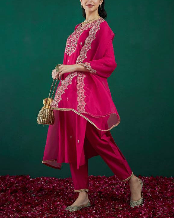 Women Viscose Rayon Kurta Pant Dupatta Set-KYAMSTORE