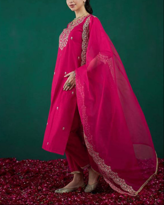 Women Viscose Rayon Kurta Pant Dupatta Set-KYAMSTORE