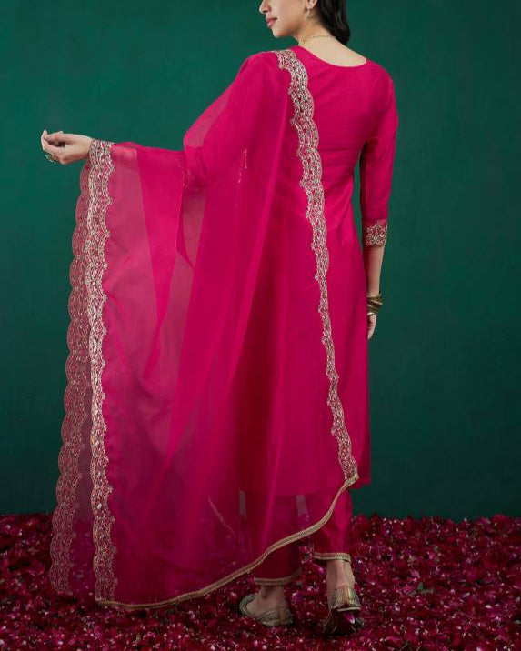 Women Viscose Rayon Kurta Pant Dupatta Set-KYAMSTORE