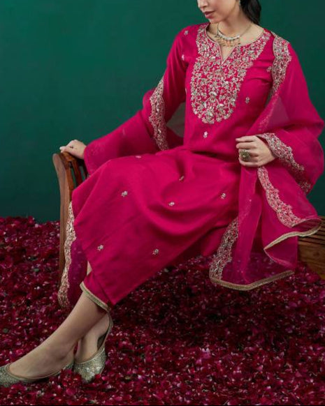 Women Viscose Rayon Kurta Pant Dupatta Set-KYAMSTORE