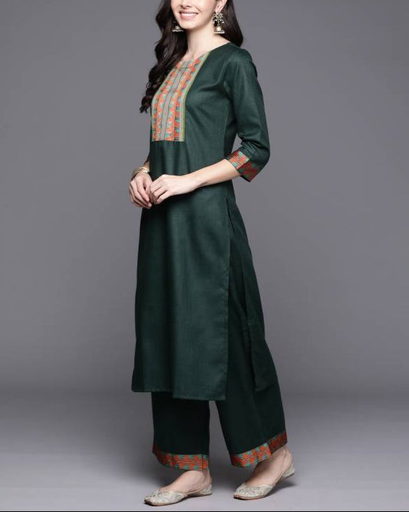 Women Cotton Blend Kurta Palazzo Dupatta Set-KYAMSTORE