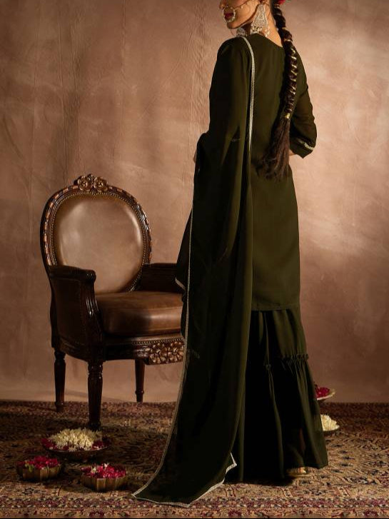Women Georgette Kurta Sharara Dupatta Set-KYAMSTORE