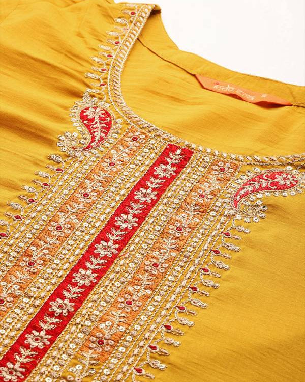 Women Silk Blend Kurta Pant Dupatta Set-KYAMSTORE