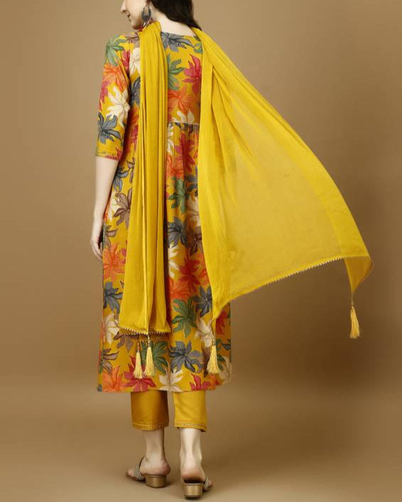Women Viscose Rayon Kurta Pant Dupatta Set-KYAMSTORE