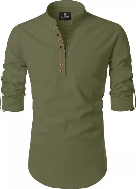 Men Solid Pure Cotton Straight Kurta (Color Variants)-KYAMSTORE