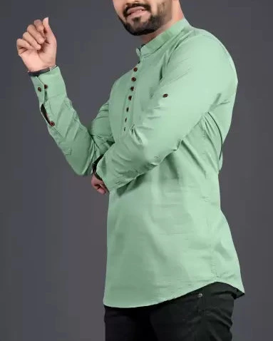 Men Solid Pure Cotton Straight Kurta (Color Variants)-KYAMSTORE