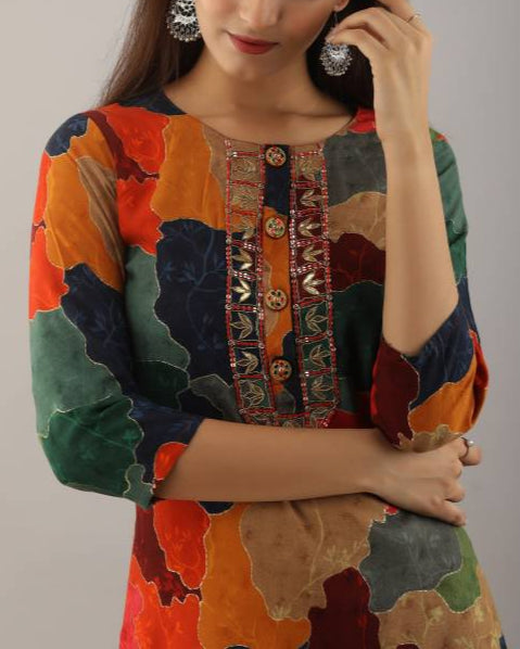 Women Viscose Rayon Kurta Palazzo Set-KYAMSTORE