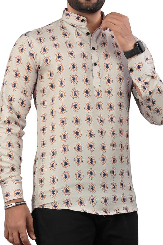 Men Printed Viscose Rayon Straight Kurta-KYAMSTORE