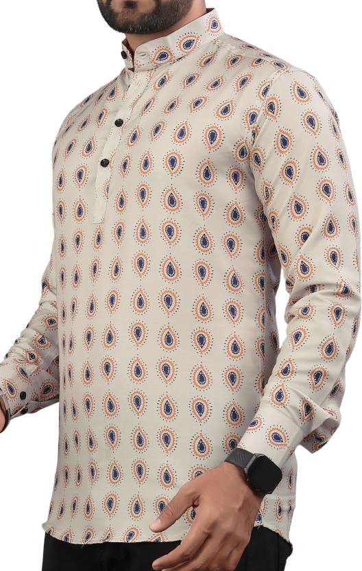 Men Printed Viscose Rayon Straight Kurta-KYAMSTORE