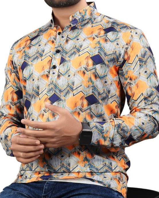 Men Printed Viscose Rayon Straight Kurta-KYAMSTORE