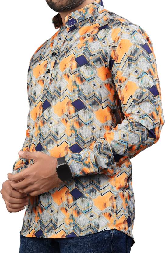 Men Printed Viscose Rayon Straight Kurta-KYAMSTORE