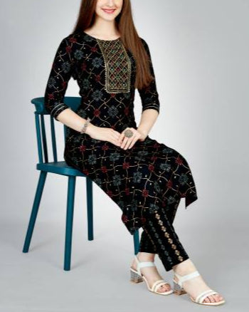 Women Viscose Rayon Kurta Pant Set-KYAMSTORE