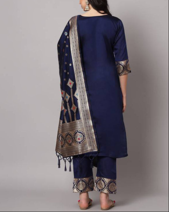 Women Cotton Silk Kurta Pant Dupatta Set-KYAMSTORE