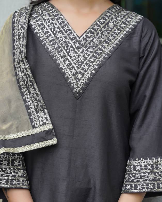Women Silk Blend Kurta Pant Dupatta Set-KYAMSTORE