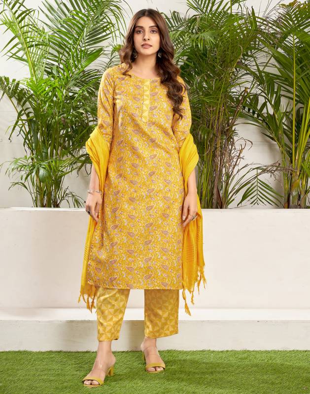 Women Viscose Rayon Kurta Pant Dupatta Set-KYAMSTORE