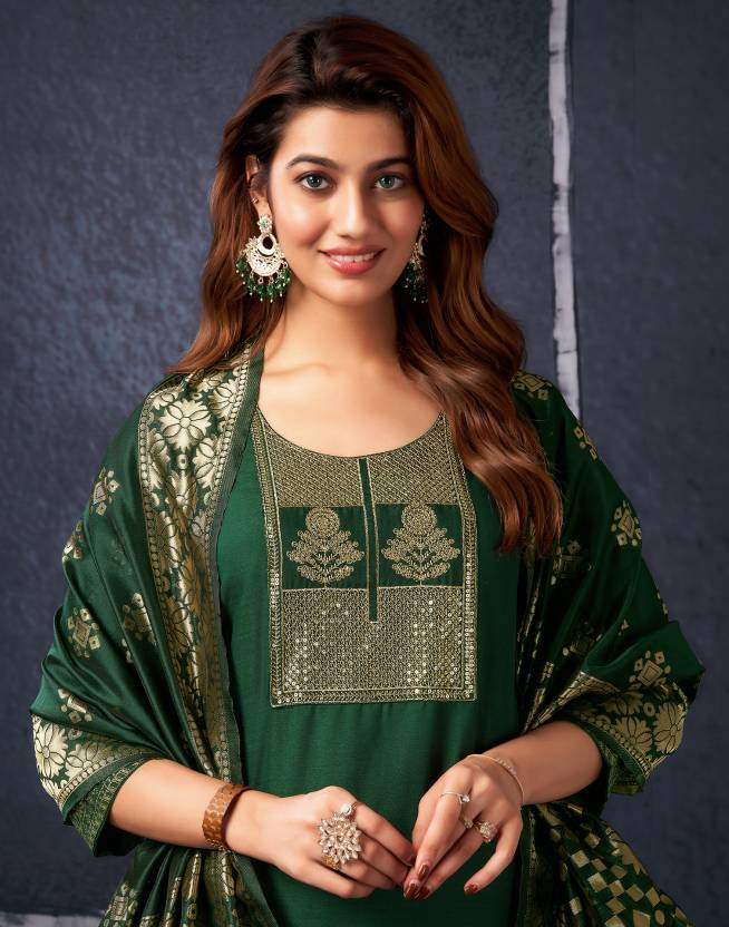 Women Silk Blend Kurta Pant Dupatta Set