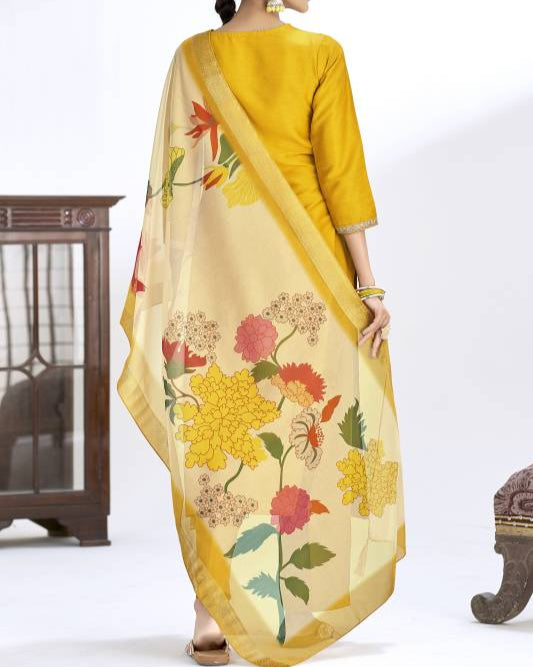 Women Silk Blend Kurta Pant Dupatta Set-KYAMSTORE