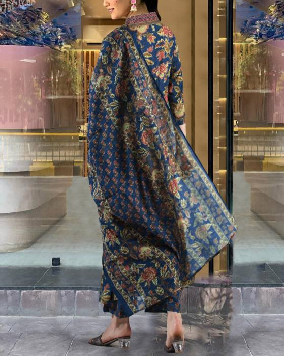 Women Cotton Rayon Kurta Palazzo Dupatta Set-KYAMSTORE