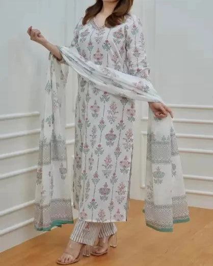 Women Viscose Rayon Kurta Pant Dupatta Set-KYAMSTORE