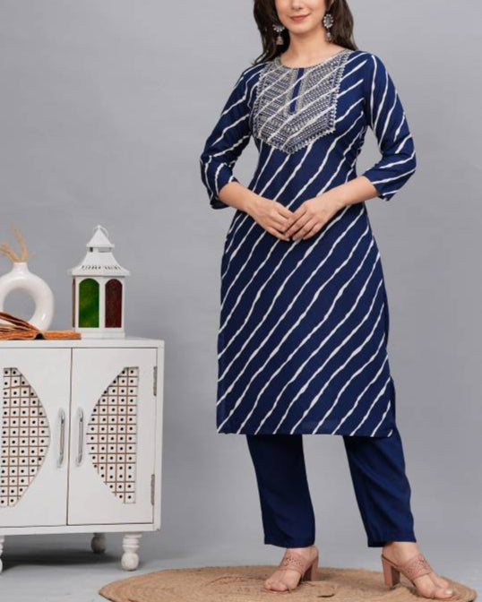 Women Viscose Rayon Kurta Pant Dupatta Set-KYAMSTORE
