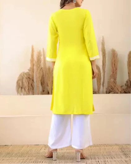 Women Cotton Rayon Kurti Palazzo Set (Colors Variants)-KYAMSTORE