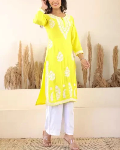 Women Cotton Rayon Kurti Palazzo Set (Colors Variants)-KYAMSTORE
