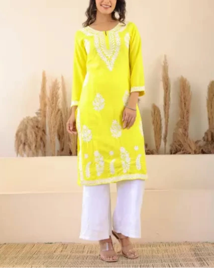 Women Cotton Rayon Kurti Palazzo Set (Colors Variants)-KYAMSTORE