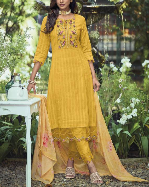 Women Pure Cotton Kurta Pant Dupatta Set-KYAMSTORE