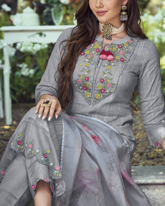 Women Pure Cotton Kurta Pant Dupatta Set-KYAMSTORE