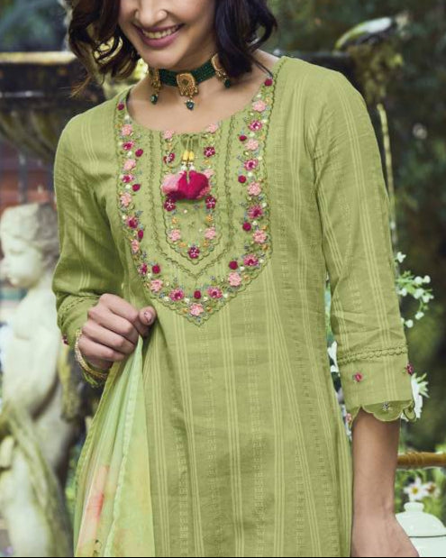 Women Pure Cotton Kurta Pant Dupatta Set-KYAMSTORE