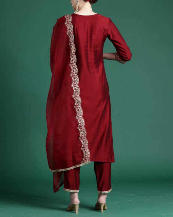 Women Viscose Rayon Kurta Pant Dupatta Set-KYAMSTORE