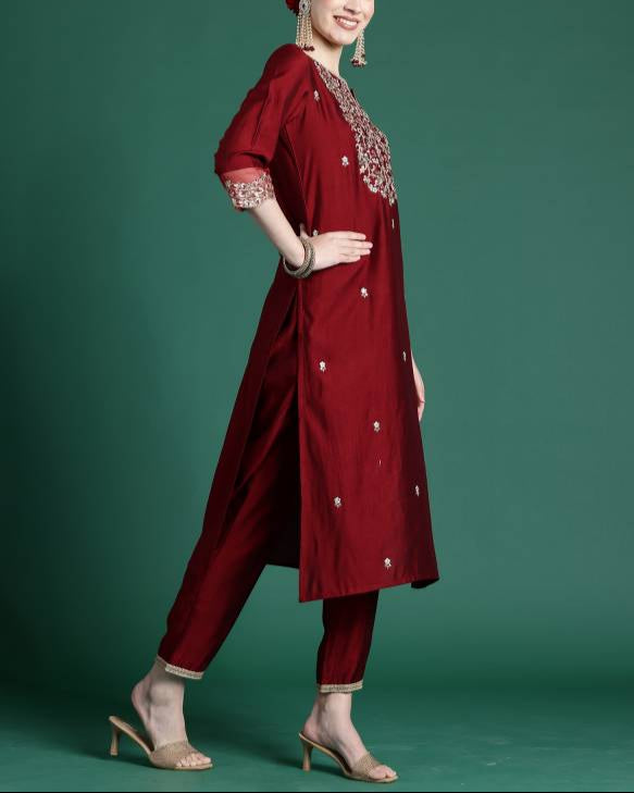 Women Viscose Rayon Kurta Pant Dupatta Set-KYAMSTORE