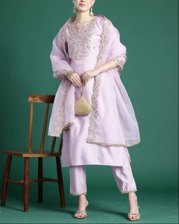 Women Viscose Rayon Kurta Pant Dupatta Set-KYAMSTORE