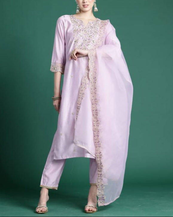 Women Viscose Rayon Kurta Pant Dupatta Set-KYAMSTORE