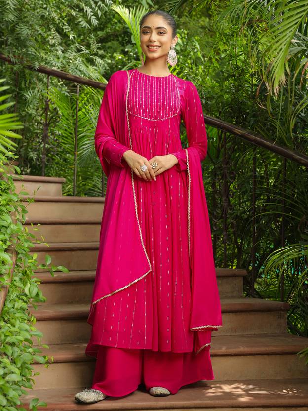 Women Georgette Kurta Palazzo Dupatta Set | Delivery: 10 to 12 business days | Limited stocks available