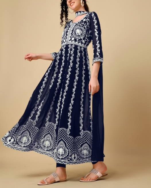 Women Georgette Kurta Dupatta Set-KYAMSTORE