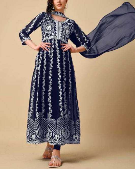 Women Georgette Kurta Dupatta Set-KYAMSTORE