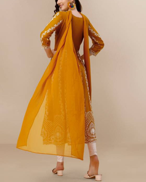 Women Georgette Kurta Dupatta Set-KYAMSTORE