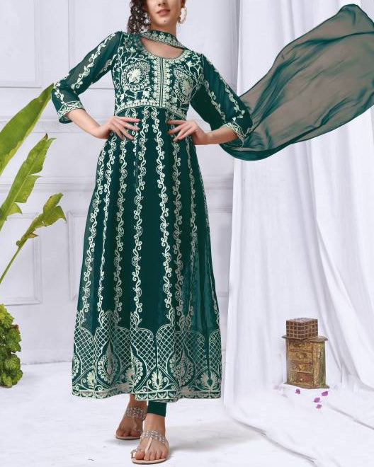 Women Georgette Kurta Dupatta Set-KYAMSTORE