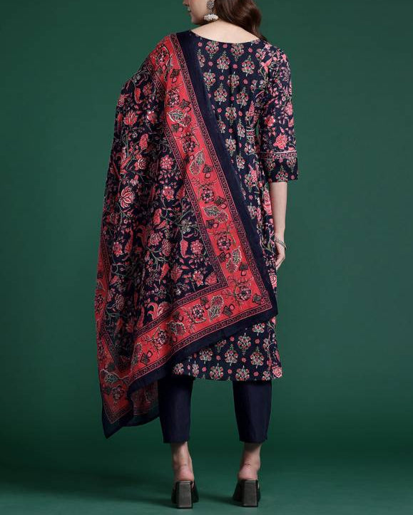 Women Pure Cotton Kurta Pant Dupatta Set-KYAMSTORE