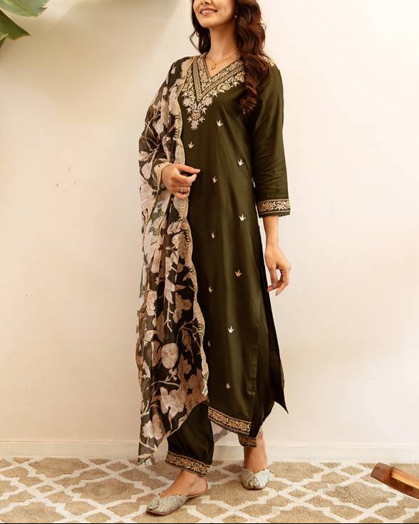 Women Viscose Rayon Kurta Salwar Dupatta Set-KYAMSTORE