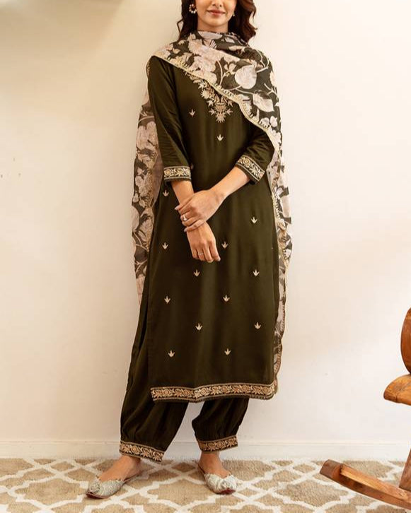 Women Viscose Rayon Kurta Salwar Dupatta Set-KYAMSTORE